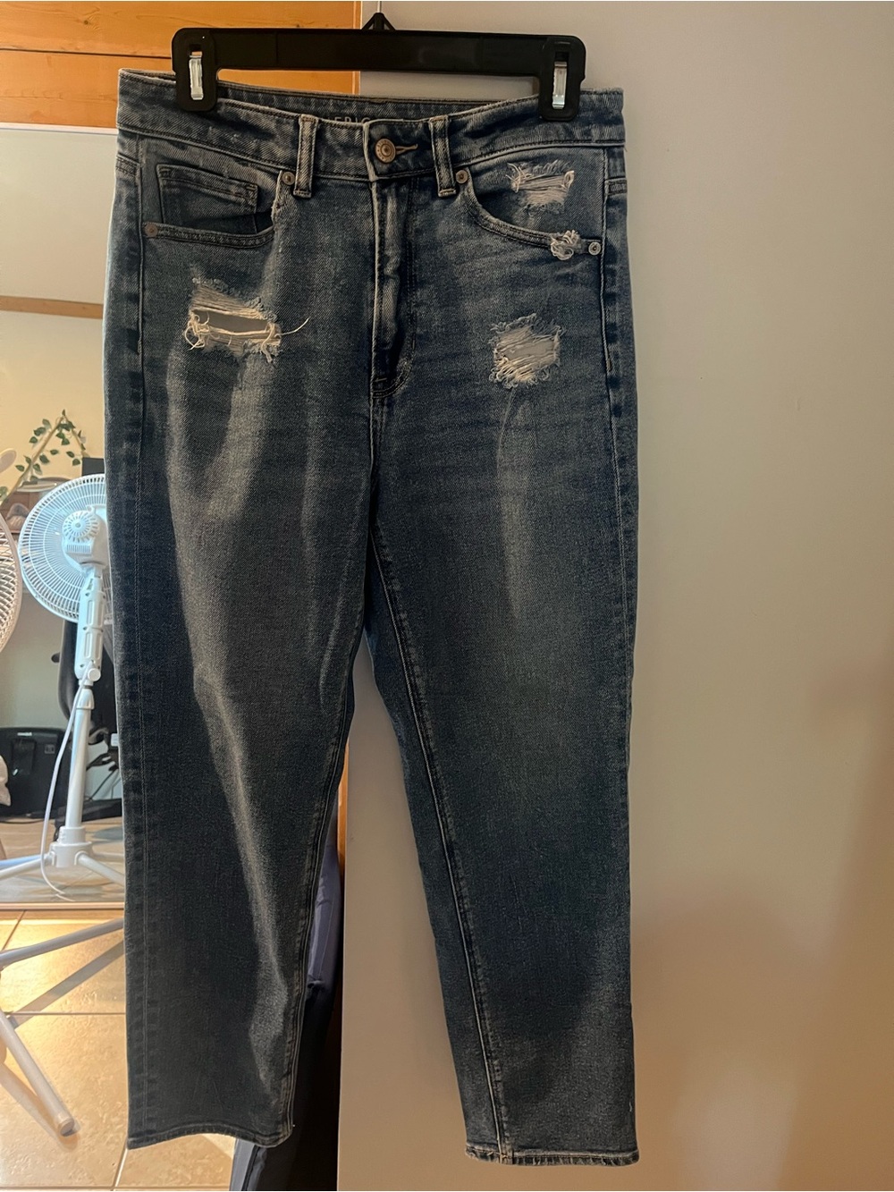 American Eagle Distressed Mom Straight Jeans